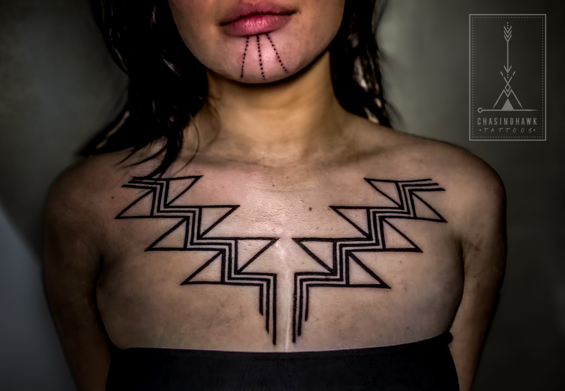 Salish Weaving Pattern — Linework tattoo by Chasinghawk Tattoos