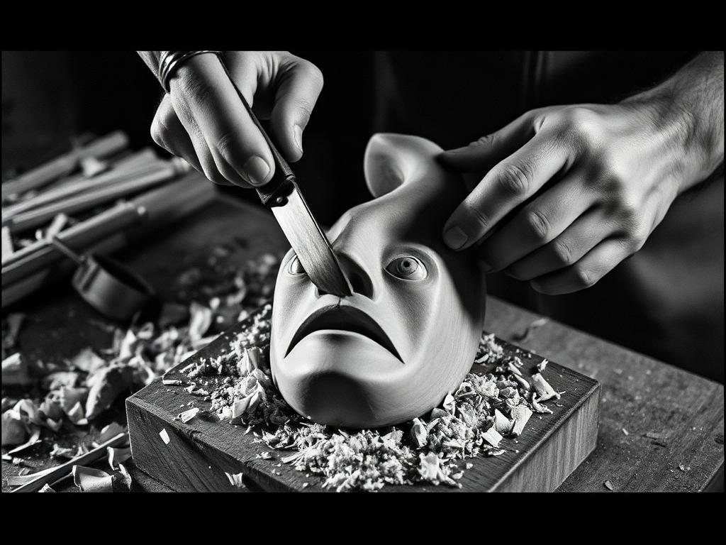 Carving a wolf mask